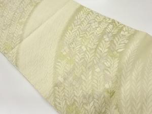 縞に草花模様織出し名古屋帯